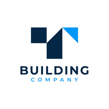 Vector logo of the letter T forming a building.
