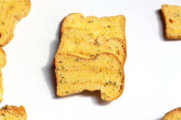 Delicious crispy garlic bread slices