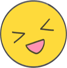 Hand Drawn Playful Yellow Emoji with Tongue Out on Transparent Background