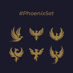 A set of exclusive phoenix bird logos, Vector logos
