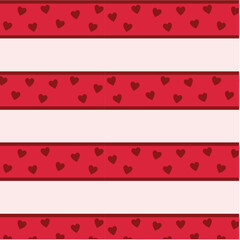 Bold Red Valentine Heart Stripe Pattern with Romantic Decorative Lines