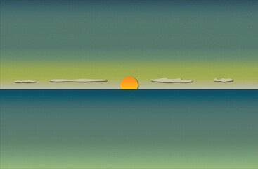 Vector illustration of a tranquil sea, vintage style background image.