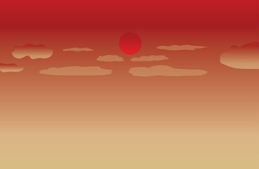 Vector illustration of a tranquil sea, vintage style background image.