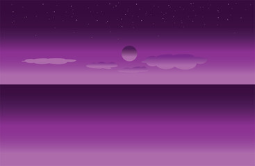 Vector illustration of a tranquil sea, vintage style background image.