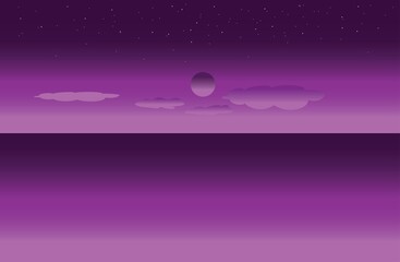 Vector illustration of a tranquil sea, vintage style background image.