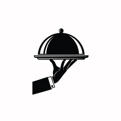 Fototapeta premium Hand Serving Food Cloche Icon dish