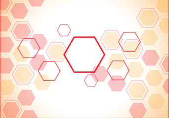 Orange and pink Hexagonal Shape Background. Modern Honeycomb Geometric Orange Hexagon Digital Network Background.