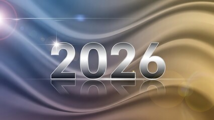 Abstract Swirls of Color with Metallic 2026 Text background