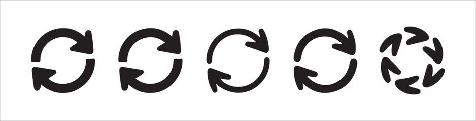 Set of refresh reload rotation arrows. update cycle symbol, loop sign, repeat icons. refresh arrows collection
