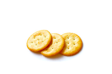 Round cracker isolated on white background
