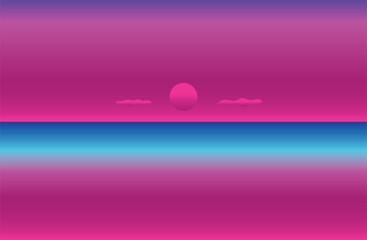 Vector illustration of a tranquil sea, vintage style background image.