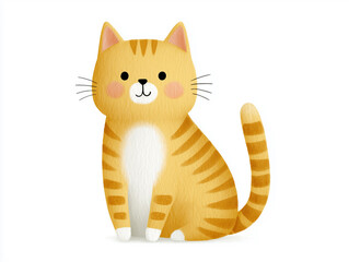 座っているかわいい茶トラ猫のイラスト