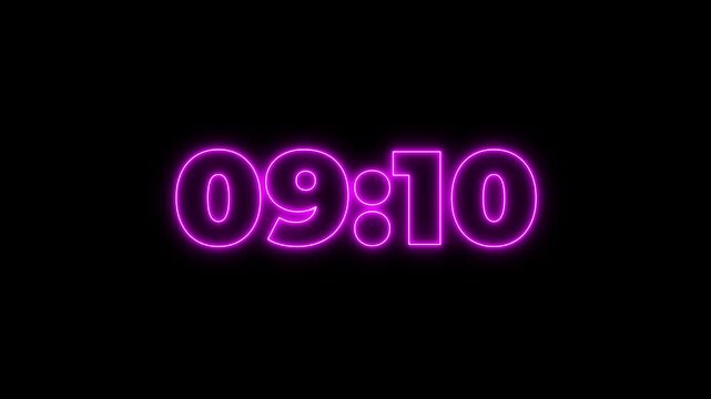 10 minutes Countdown timer with transparent background. 4K countdown animation, 10 minutes displays a timer counting down minutes and seconds. Countdown timer from 0 to 10 minute time. 