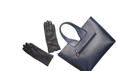 Black and white megaphone with black leather letters A and R isolated on white background