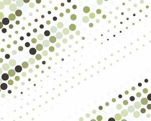 Abstract background with varying sizes of green and gray circles on white