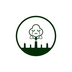 Eco Friendly Green Cloud City Icon in Circular Shape