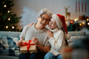 family celebrating Christmas