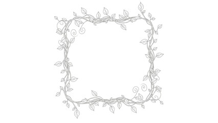 A delicate, hand-drawn rectangular frame composed of intertwined vines and leaves, creating a natural and elegant border.