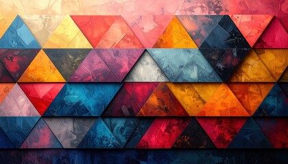 Vibrant abstract background with a colorful mosaic of textured geometric triangles