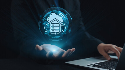 Cloud computing, cloud strategy, and cloud technology transforming digital infrastructure with...