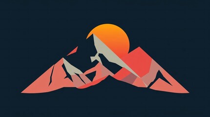 Mountain Sunrise Silhouette: The majestic mountain range reaches toward the sun with vibrant hues of orange and red, the silhouette embodies tranquility and adventure.