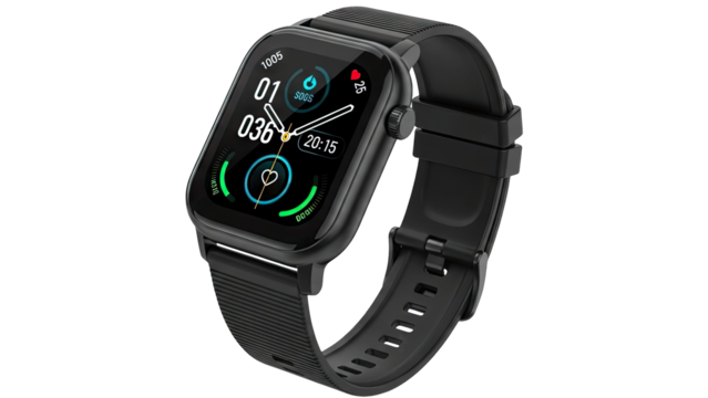 Black Smartwatch Displaying Health Data on White Background - Powered by Adobe