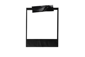 Vertical black photo frame with sticky tape strip on top