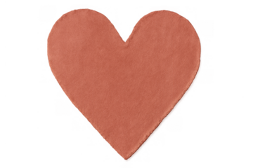 Felt heart cutout in warm orange, symbolizing love, passion, romance, and valentine's day on a transparent background