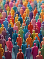diverse crowd of colorful paper people figures
