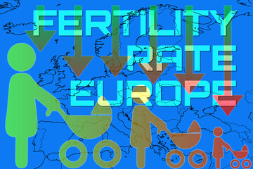 Demographic decline: A graphic representation of the dramatically falling fertility rate across Europe, symbolizing a major social and economic challenge for the continent