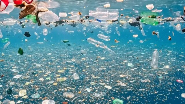 Ocean plastic pollution devastates marine life, bottles and microplastics