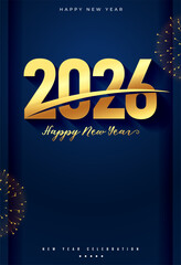 happy new year 2026 party poster with firework decor