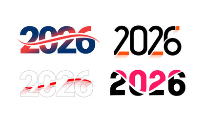 pack of four 2026 new year text calligraphy design