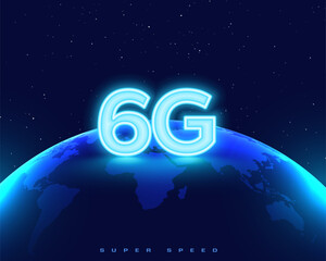 Fototapeta premium glowing 6g wireless telecom network global technology backdrop