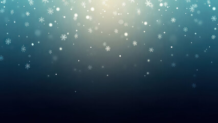 Winter wonderland gradient background with elegant falling snowflakes and sparkling bokeh lights for seasonal celebrations