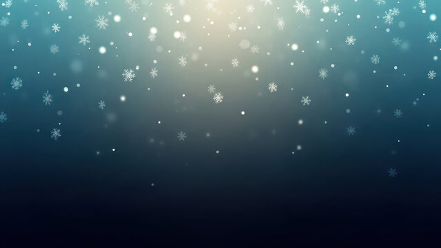 Winter wonderland gradient background with elegant falling snowflakes and sparkling bokeh lights for seasonal celebrations - Powered by Adobe