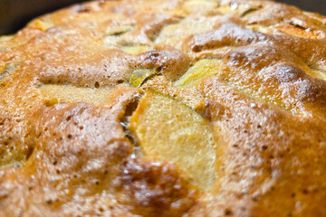 Close-Up of Freshly Baked Apple Cake for Autumn Dessert Inspiration