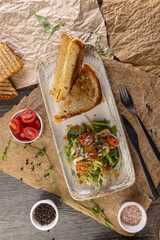 Top view of grilled cheese sandwich