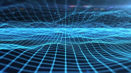 Abstract flowing digital grid surface representing a futuristic technology background design - Powered by Adobe