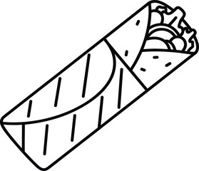 Burrito Wrap Mexican Food Outline Fast Vector Icon