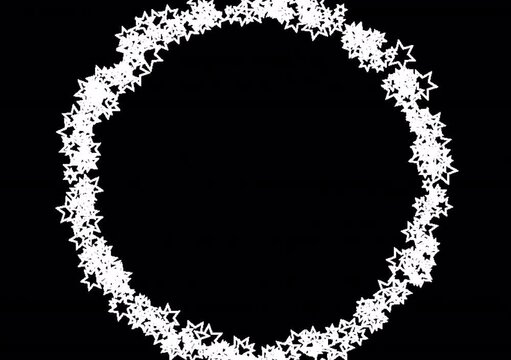 Circular frame of white stars decorative vector border element isolated on black background