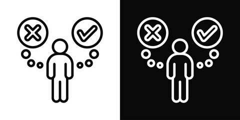 Decision Making Icon White And Black Background Style