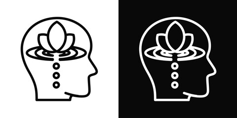 Mindfulness Icon White And Black Background Style