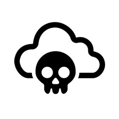 An outlined cloud skull icon illustrating lightweight indication of critical danger, representing corruption risks, system toxicity, and failure states that threaten cloud integrity.