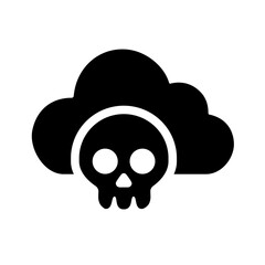 A solid cloud skull icon symbolizing severe cloud threats, toxic failures, data corruption, or catastrophic security breaches that endanger systems, users, and cloud infrastructures.