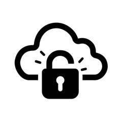An outlined cloud unlock icon showing flexible accessibility within secure cloud workflows, enabling controlled operations, user permissions, and monitored interactions across distributed services.