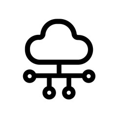 An outlined cloud distribution icon representing lightweight routing of cloud resources, supporting scalable delivery, efficient traffic allocation, and coordinated service flows across systems.