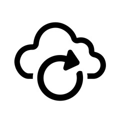 Outlined cloud refresh symbol showing clean cyclic updating, representing system renewal, lightweight synchronization, and continuous cloud service stability.