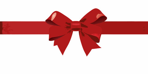 Shiny gift red ribbon with tied bow design element vector illustration.