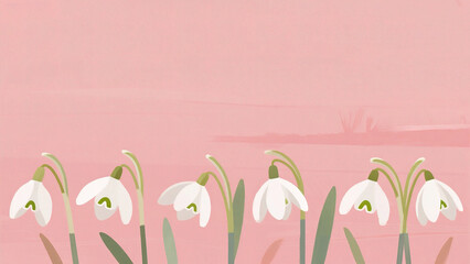White flowers on pink background